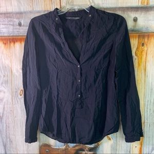 EUC Zara Woman Quarter Button Lightweight Long Sleeve Blouse Black Small